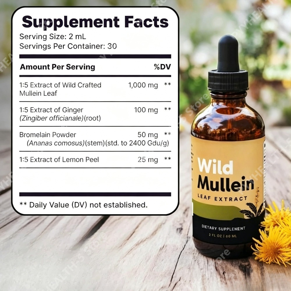 Wild Mullein Leaf Drops with G - Herbal Wellness Liquid review and price