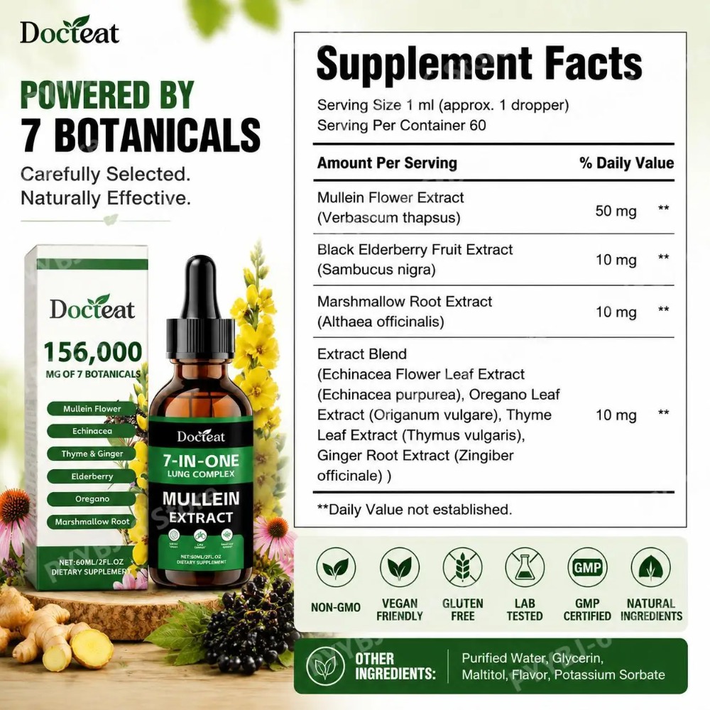 Docteat 7-in-1 Mullein Extract - Herbal Wellness Liquid review and price